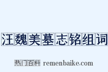 汪魏美墓志铭组词是什么意思的图片